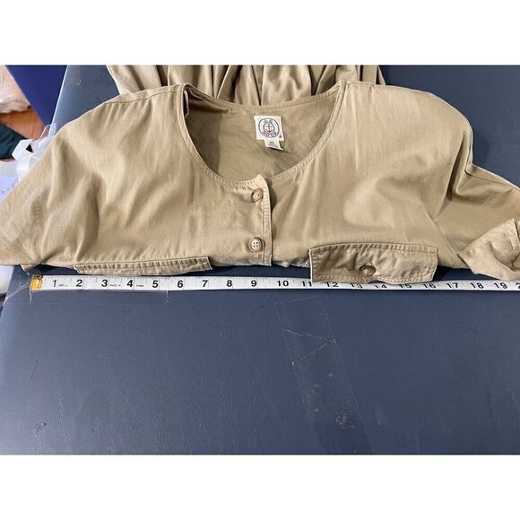 J.G. Hook Button-Down Pleated ShirtDress Size 10 Tan Pockets Demure - Picture 10 of 12
